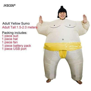 Planet Gates Adults Yellow Purim Inflatable Sumo Costume Suits Wrestler Halloween Costume for Boys Girl Men Women Adults Kids Fat Man Airblown Sumo