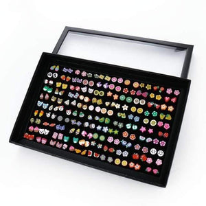 Planet Gates AE0018-1 100 Pair 100 Pairs/Set Random Plant Fruit Animal Stud Earrings For Women Girls Kids Jewelry Cute Bear Polymer Clay Earring Set Mix Gifts