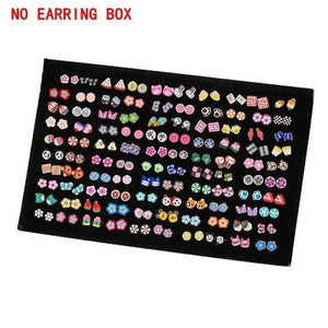 Planet Gates AE0018 100Pair NoBox 100 Pairs/Set Random Plant Fruit Animal Stud Earrings For Women Girls Kids Jewelry Cute Bear Polymer Clay Earring Set Mix Gifts