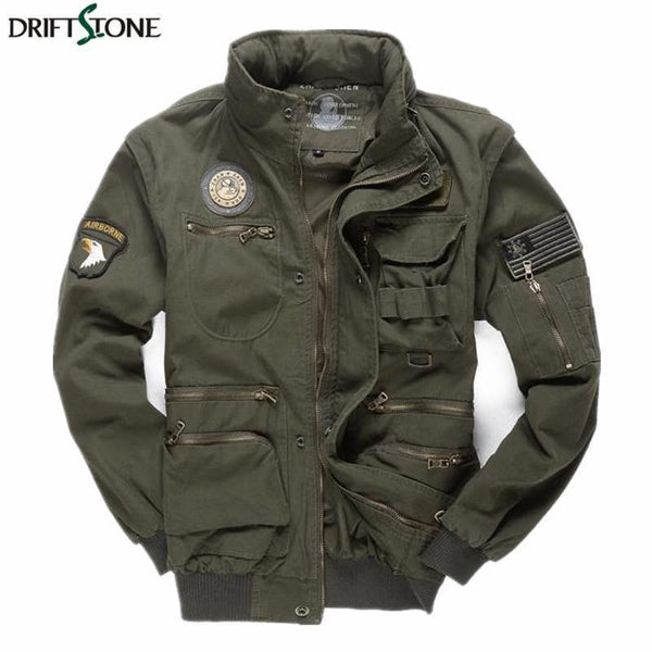 Planet Gates Aeronautica Militare Bomber Jacket Men Removable Sleeve Tactical Military Uniform Coat