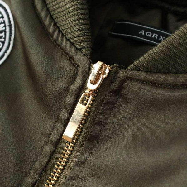 Planet Gates Agreen / L Military Army Green Satin Jacket Women 2018 Badge Appliques Bomber Jacket Coat Autumn Winter Slim Baseball Jacket Coat Outwears