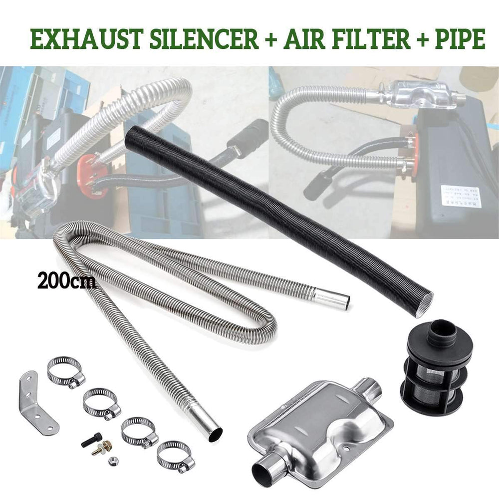 Planet Gates Air Filter 200cm Exhaust Silencer Pipe Muffler Bracket Clamps Screws Air Intake Pipes kit For Air Diesel Heater
