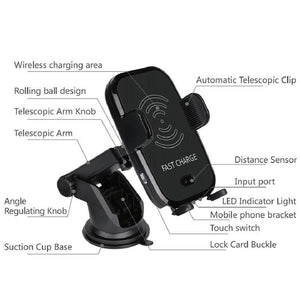 Planet Gates Air vent only Car Infrared Sensor Automatic Qi Fast Wireless Car Mobile Phone Charger for iPhone X 8 Plus Samsung S9 S8 Plus S7 Note 8