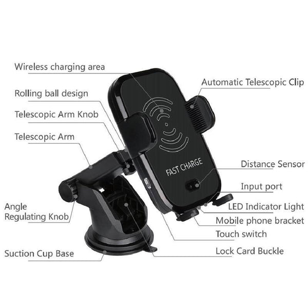 Planet Gates Air vent only Car Infrared Sensor Automatic Qi Fast Wireless Car Mobile Phone Charger for iPhone X 8 Plus Samsung S9 S8 Plus S7 Note 8