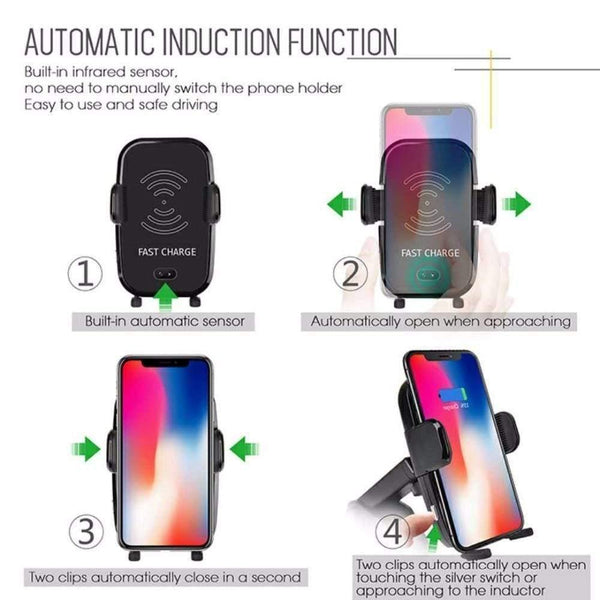 Planet Gates Air vent only Car Infrared Sensor Automatic Qi Fast Wireless Car Mobile Phone Charger for iPhone X 8 Plus Samsung S9 S8 Plus S7 Note 8