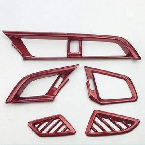 Planet Gates Air Vent Outlet 5pcs Red Colors Car Interior Full Mouldings Trim Sticker Car Covers Car Accessories For Honda Civic 2016-2018 10th Gen Car-Styling