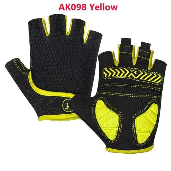 Planet Gates AK098Yellow / S Cycling Gloves Gel Shockproof MTB Road Bike Gloves Breathable Durable Bicycle Gloves Non-slip Biking Glove for Men Women