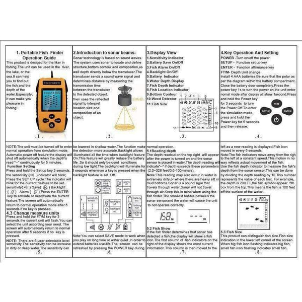 Planet Gates Alarm 100M Portable Sonar LCD Fish Finders Fishing lure Echo Sounder Fishing Finder FFC1108-1