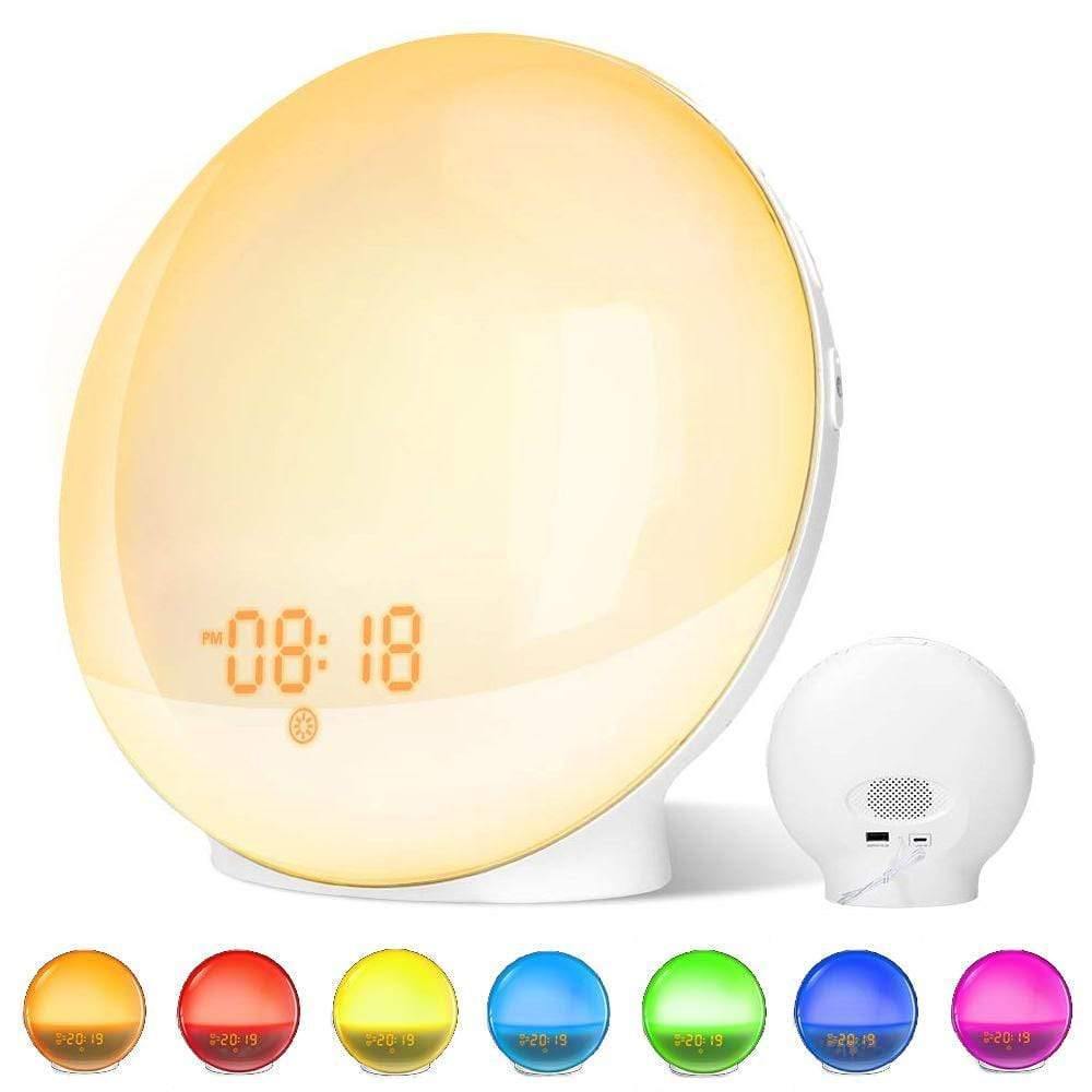 Alarm Clock Wake Up Night Lamp Digital Clock With Snooze Feature Nature Sounds FM Radio Sleep Aid 7 Colors Light