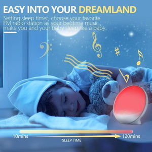 Alarm Clock Wake Up Night Lamp Digital Clock With Snooze Feature Nature Sounds FM Radio Sleep Aid 7 Colors Light