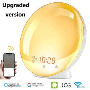 Alarm Clock Wake Up Night Lamp Digital Clock With Snooze Feature Nature Sounds FM Radio Sleep Aid 7 Colors Light