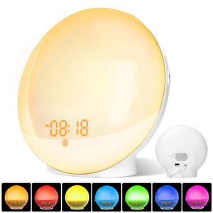 Alarm Clock Wake Up Night Lamp Digital Clock With Snooze Feature Nature Sounds FM Radio Sleep Aid 7 Colors Light
