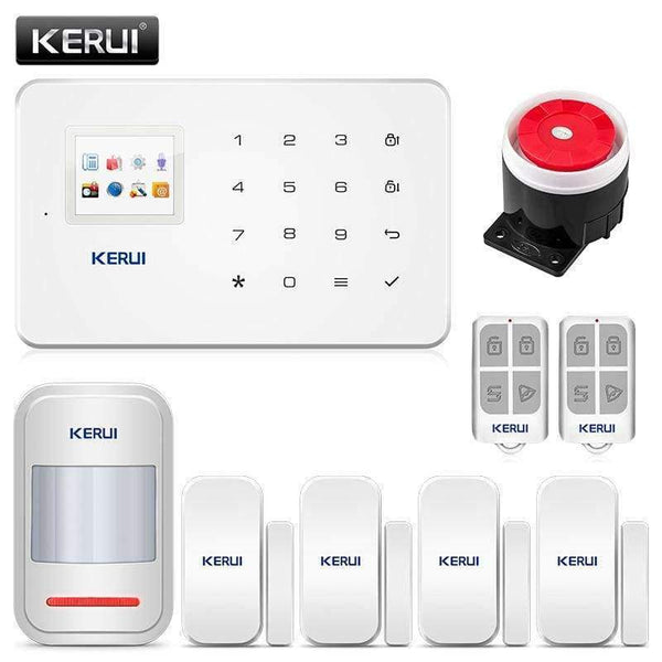 Planet Gates Alarm Panel KERUI 1.7 Inch TFT Screen GSM Home Burglar Security Alarm Protection APP Control Built In Siren With Door Sensor Alarm