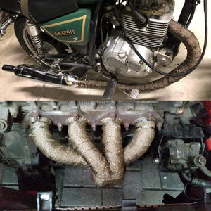 Planet Gates Alconstar- 5M/10M/15M Motorcycle Exhaust Thermal Tape Header Heat Wrap Manifold Insulation Roll Resistant with Stainless Ties