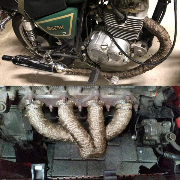 Planet Gates Alconstar- 5M/10M/15M Motorcycle Exhaust Thermal Tape Header Heat Wrap Manifold Insulation Roll Resistant with Stainless Ties