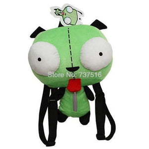 Alien Invader Zim 3D Eyes Robot Gir Cute Stuffed Plush Backpack Green Bag Xmas Gift 14 Inches