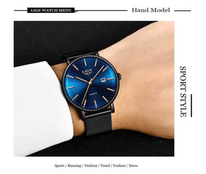 Planet Gates All black / China Mens Watches Top Brand Luxury Sport Watch Ultrathin Mesh Casual Waterproof Quartz Watch Men Blue Clock Relogio Masculino