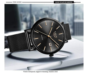 Planet Gates All black / China Mens Watches Top Brand Luxury Sport Watch Ultrathin Mesh Casual Waterproof Quartz Watch Men Blue Clock Relogio Masculino