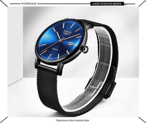 Planet Gates All black / China Mens Watches Top Brand Luxury Sport Watch Ultrathin Mesh Casual Waterproof Quartz Watch Men Blue Clock Relogio Masculino