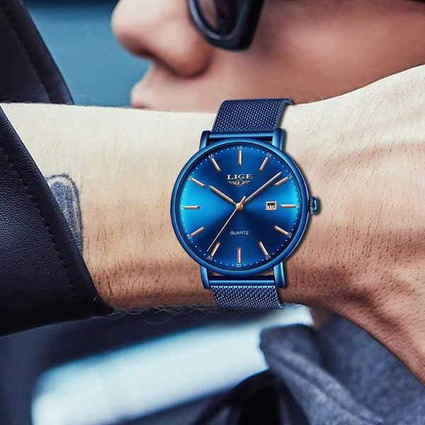 Planet Gates All black / China Mens Watches Top Brand Luxury Sport Watch Ultrathin Mesh Casual Waterproof Quartz Watch Men Blue Clock Relogio Masculino