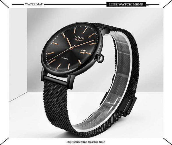 Planet Gates All black / China Mens Watches Top Brand Luxury Sport Watch Ultrathin Mesh Casual Waterproof Quartz Watch Men Blue Clock Relogio Masculino