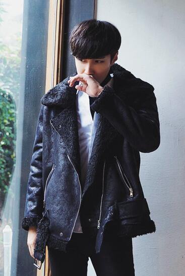 Planet Gates all black / M Thick Warm Oblique Zipper Unique Designer Mens Suede Jackets Coat With Fur Lining Winter