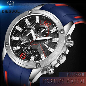 Planet Gates All Black Men's Fashion Chronograph Sport Quartz Watch Mens Watches Top Brand Luxury Rubber Band Business Watch Relogio Masculino