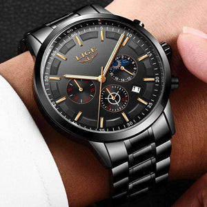 Planet Gates All Black Rose Relojes 2018 Watch Men LIGE Fashion Sport Quartz Clock Mens Watches Top Brand Luxury Business Waterproof Watch Relogio Masculino