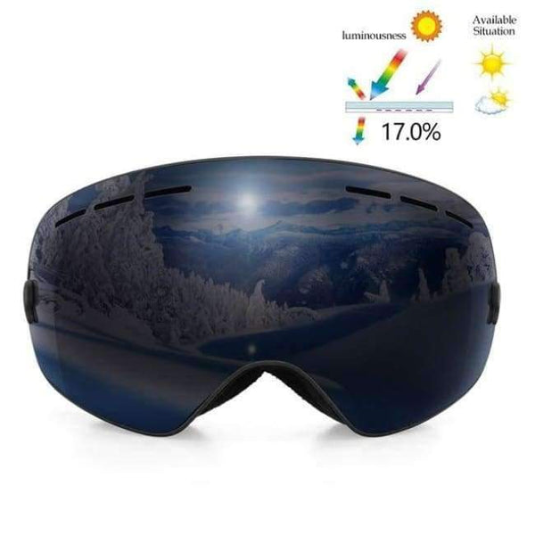Planet Gates All black Ski Goggles Double Lens UV400 Anti Fog Unisex Snowboard Ski Glasses With Night Vision Ski Lens Snow Eyewear Adult