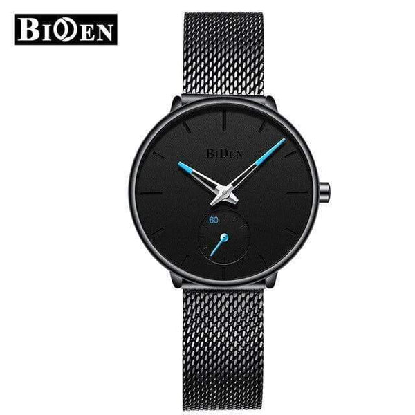 Planet Gates ALL BLACK Women Watches Top Brand Luxury Quartz Ladies Casual Slim Mesh Steel Dress Watch Simple Clock Relogio Feminino