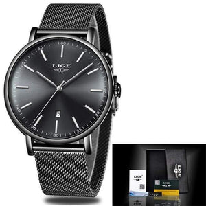 Planet Gates All black Womens Watches Top Brand Luxury Waterproof Watch Fashion Ladies Stainless Steel Ultra-Thin Casual  Wristwatch Quartz Clock