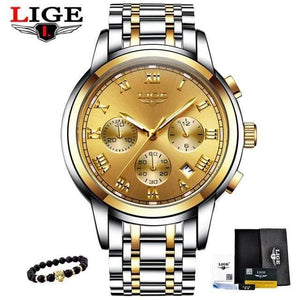 Planet Gates All gold 1 Men's Watches Military Luxury Brand Watch Mens Quartz Stainless Steel Clock Fashion Chronograph Watch Man Relogio Masculino