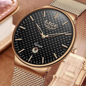 Planet Gates All-gold Mens Watches Top Luxury brand All steel Slim quartz black Watch Men Military sports waterproof watch Relogio masculino