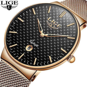 Planet Gates All-gold Mens Watches Top Luxury brand All steel Slim quartz black Watch Men Military sports waterproof watch Relogio masculino