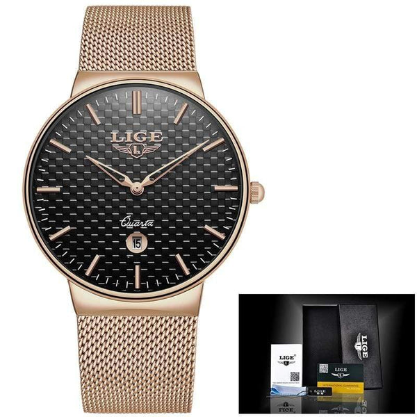 Planet Gates All-gold Mens Watches Top Luxury brand All steel Slim quartz black Watch Men Military sports waterproof watch Relogio masculino