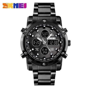 Planet Gates allblack watch men Watch Men Quartz Sport Watch Luxury Business Stainless Steel Strap Men Watches Waterproof Clock reloj hombre