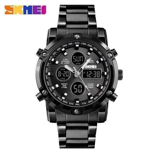 Planet Gates allblack watch men Watch Men Quartz Sport Watch Luxury Business Stainless Steel Strap Men Watches Waterproof Clock reloj hombre