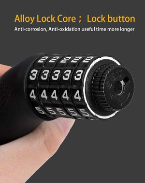 Planet Gates Alloy Chain Bike Lock 5-Digit Password Anti-Theft Bicycle Lock for Motorcycle Cycling Security Reflective Locks