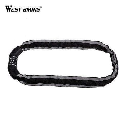 Planet Gates Alloy Chain Bike Lock 5-Digit Password Anti-Theft Bicycle Lock for Motorcycle Cycling Security Reflective Locks