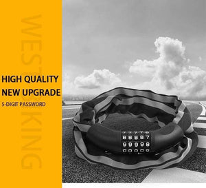 Planet Gates Alloy Chain Bike Lock 5-Digit Password Anti-Theft Bicycle Lock for Motorcycle Cycling Security Reflective Locks