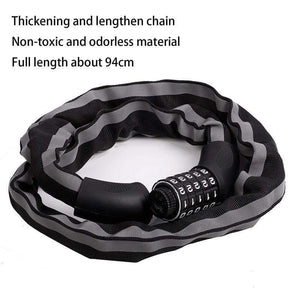 Planet Gates Alloy Chain Bike Lock 5-Digit Password Anti-Theft Bicycle Lock for Motorcycle Cycling Security Reflective Locks