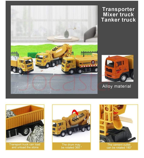 Planet Gates Alloy Engineering Vehicle Dump Truck Excavator Assembly Diecast Model Simulation Construction Cars Toys for Boys Children Gifts