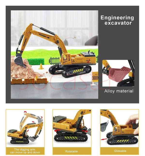 Planet Gates Alloy Engineering Vehicle Dump Truck Excavator Assembly Diecast Model Simulation Construction Cars Toys for Boys Children Gifts