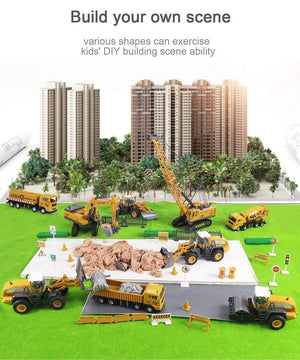 Planet Gates Alloy Engineering Vehicle Dump Truck Excavator Assembly Diecast Model Simulation Construction Cars Toys for Boys Children Gifts