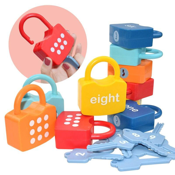 Planet Gates Alphabet Lock Key Matching Educational Toys Locks with Keys Toys Number Matching Locking Kids Learning Word Cognition Toys