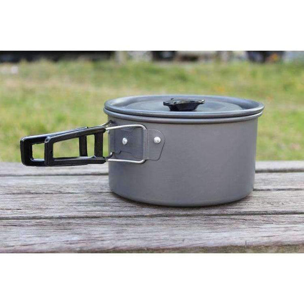 Planet Gates Aluminium Alloy Camping Pot Set 5 Person Outdoor Cookware for Camping Hiking Picnic Utensil with Tableware