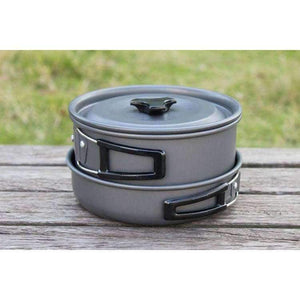 Planet Gates Aluminium Alloy Camping Pot Set 5 Person Outdoor Cookware for Camping Hiking Picnic Utensil with Tableware
