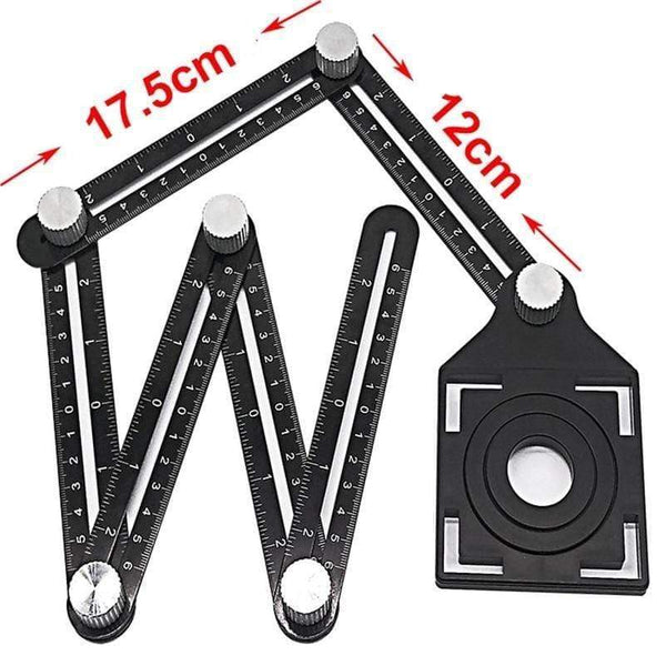 Planet Gates Aluminum Alloy Six-Sided Ruler Measuring Instrument Template Angle Tool Mechanism Slides With Hole Locator