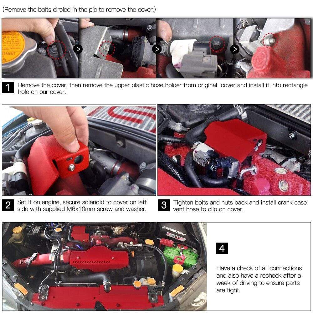 Planet Gates Aluminum Boost Control Solenoid Cover For 08-on Subaru STI WRX Impreza Fit Under Hood Resist Corrosion with Hardware