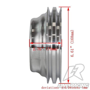 Planet Gates Aluminum Crankshaft Pulley Fit for Small Block Chevy 2 Groove LWP Long Water Pump for  350 Crank